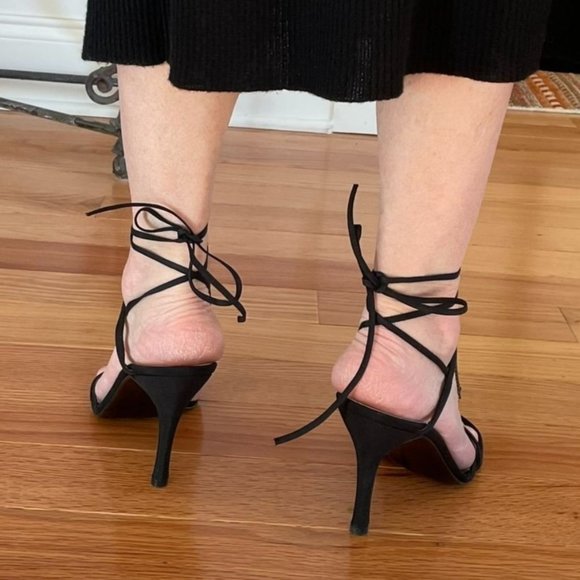 Stuart Weitzman Streamlines Womens Strappy Heels sz 8 Shoes w/Rhinestone Tassels - Picture 4 of 16